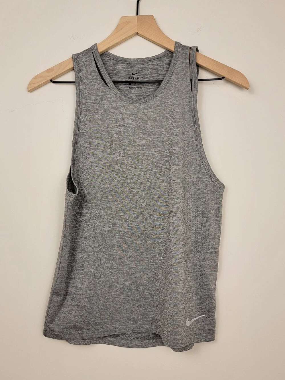 Nike Dri-FIT Miler Slash Cutout Running Tank Top Heather Gray Small S